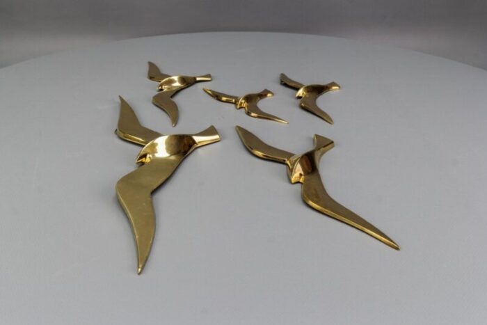 mid century modern brass bird wall mounted figures 1970s set of 5 5