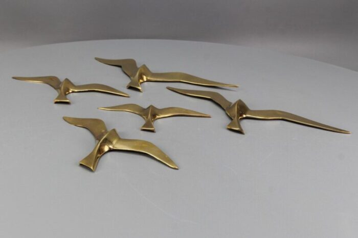 mid century modern brass bird wall mounted figures 1970s set of 5 7