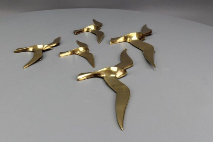 mid century modern brass bird wall mounted figures 1970s set of 5 8