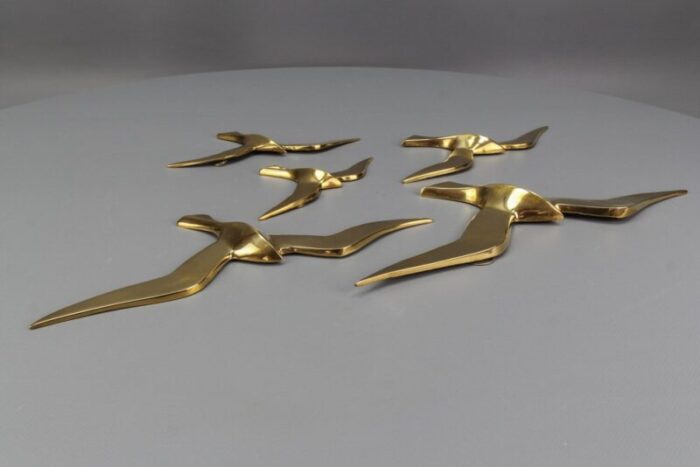 mid century modern brass bird wall mounted figures 1970s set of 5 9