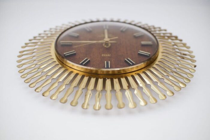 mid century modern german brass sunburst wall clock by meister anker 1960s 4