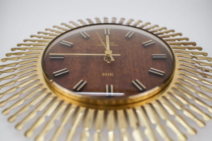 mid century modern german brass sunburst wall clock by meister anker 1960s 5