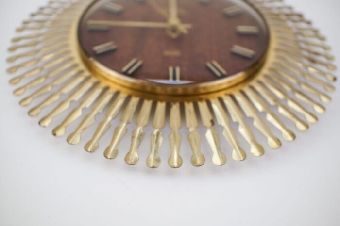 mid century modern german brass sunburst wall clock by meister anker 1960s 7