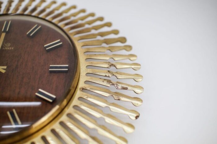 mid century modern german brass sunburst wall clock by meister anker 1960s 8