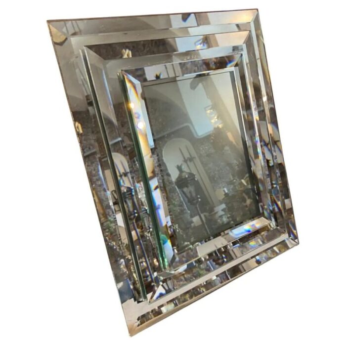 mid century modern mirrored glass picture frame attributed to fontana arte 1950s 1