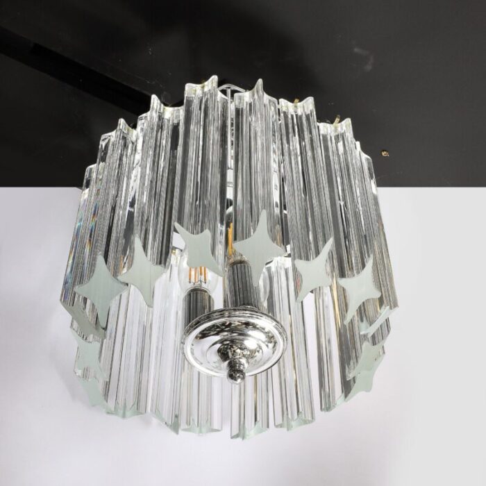 mid century modernist hand blown murano glass hexagonal quadretti chandelier 1956