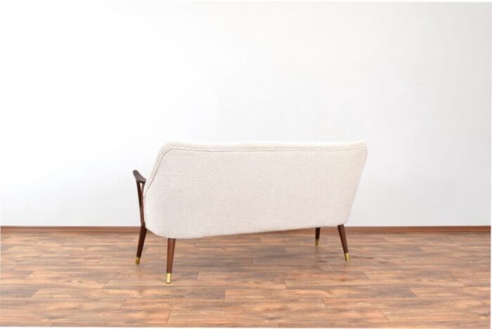 mid century norwegian teak and boucle sofa 1960s 0194