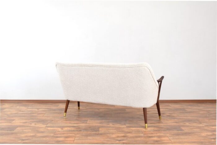 mid century norwegian teak and boucle sofa 1960s 0242