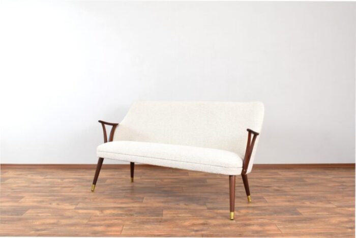 mid century norwegian teak and boucle sofa 1960s 9333