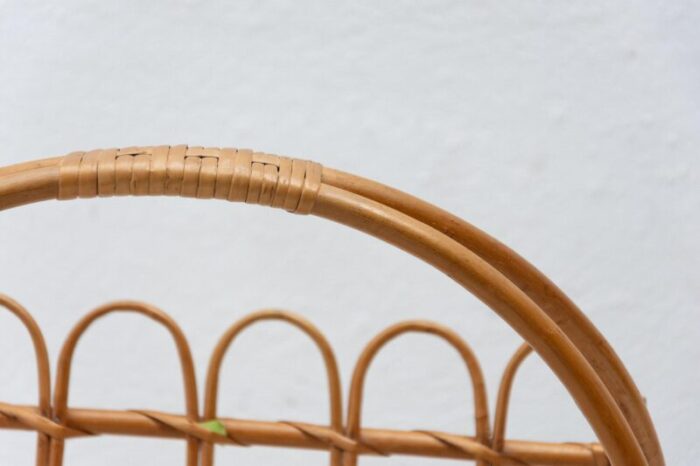 mid century rattan magazine rack attributed to jan kalous for uluv czechoslovakia 1960s 4613