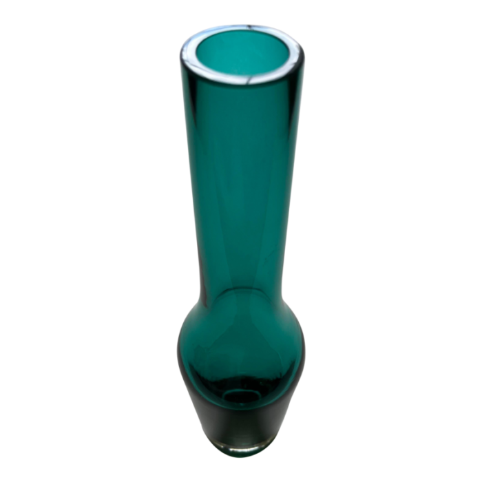 mid century riihimaki or riihimaen lasi oy finland turquoise blown glass vase 4748