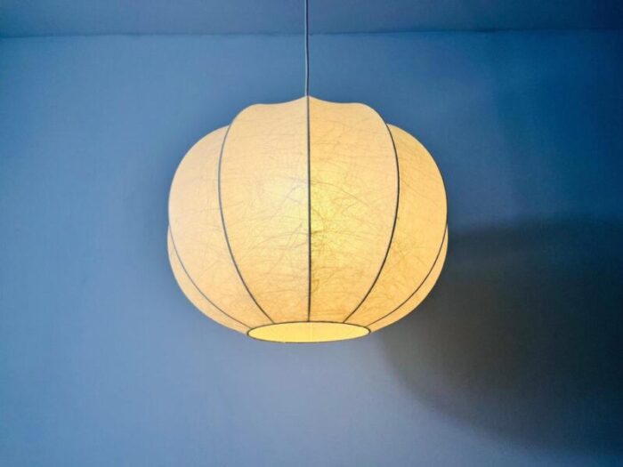 mid century round cocoon pendant lamp italy 1960s 0272