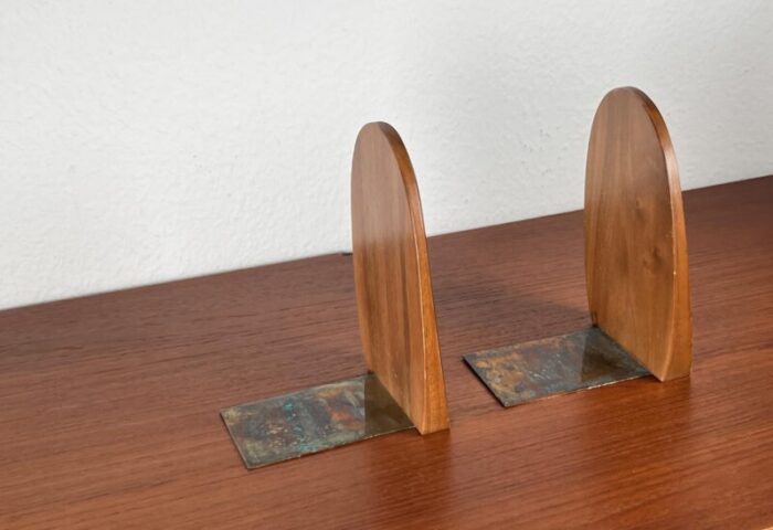 mid century scandinavian bookends in wood 1960s set of 2 0209