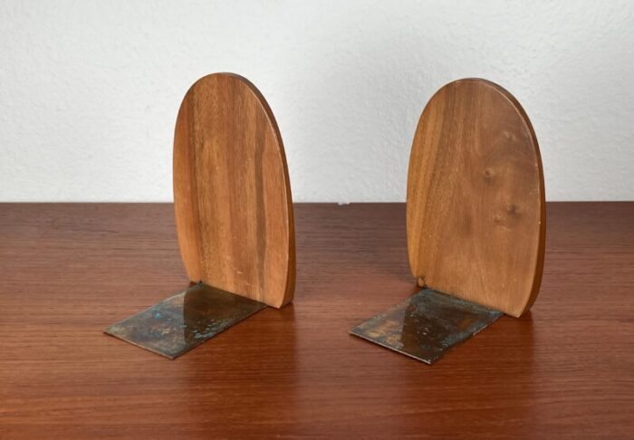 mid century scandinavian bookends in wood 1960s set of 2 1834