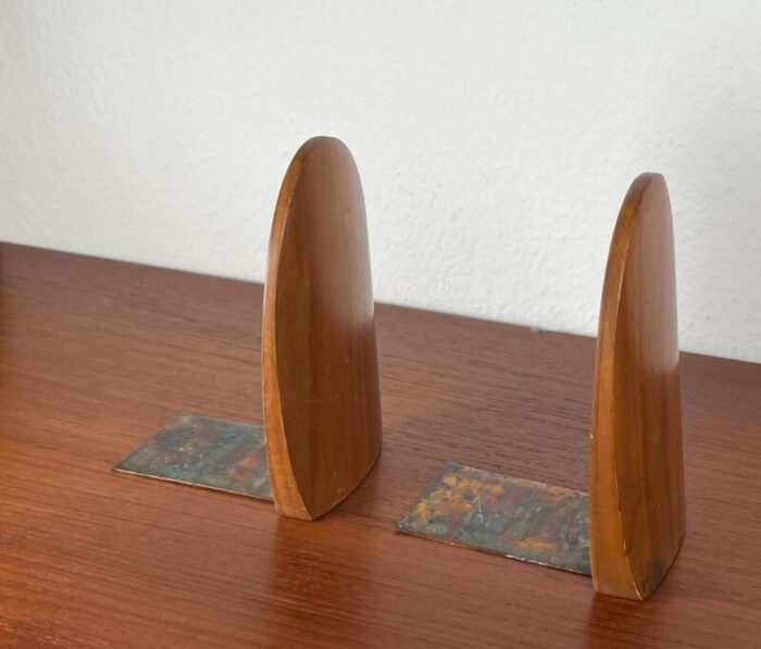 mid century scandinavian bookends in wood 1960s set of 2 2751