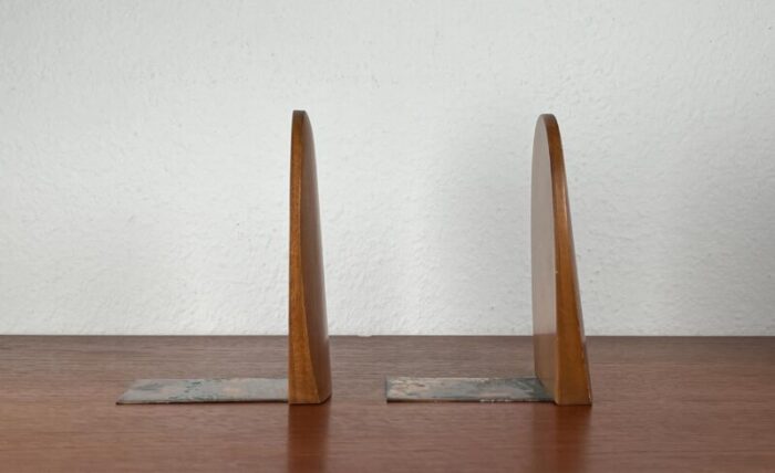 mid century scandinavian bookends in wood 1960s set of 2 3231