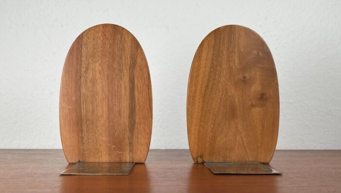 mid century scandinavian bookends in wood 1960s set of 2 3574