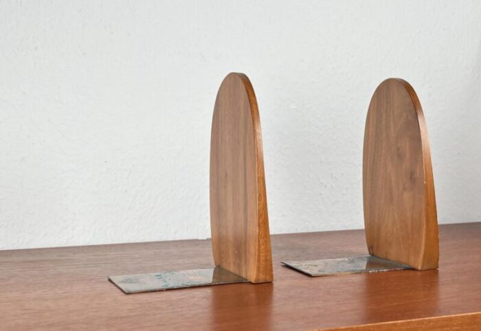 mid century scandinavian bookends in wood 1960s set of 2 4678