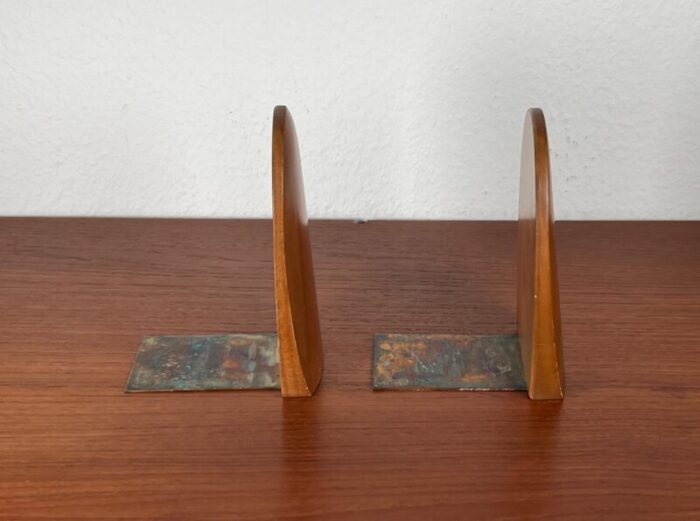 mid century scandinavian bookends in wood 1960s set of 2 5666