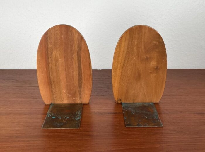 mid century scandinavian bookends in wood 1960s set of 2 6616