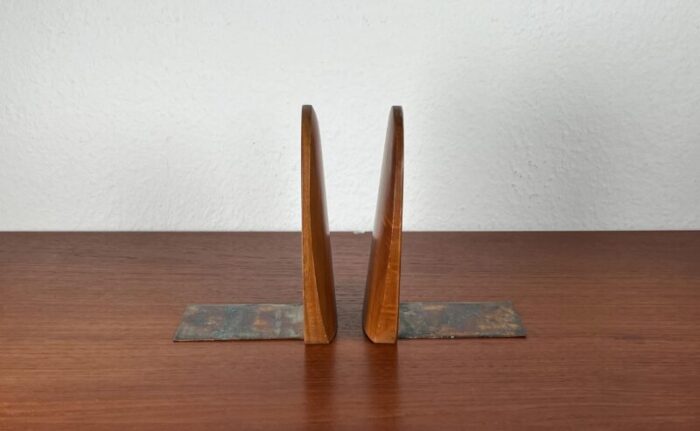 mid century scandinavian bookends in wood 1960s set of 2 8275