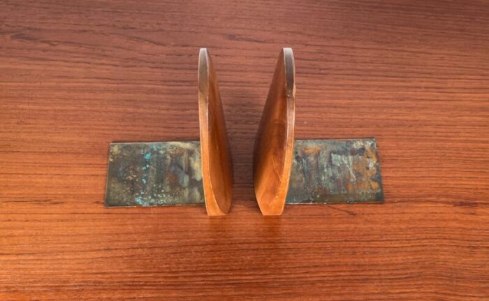 mid century scandinavian bookends in wood 1960s set of 2 8628