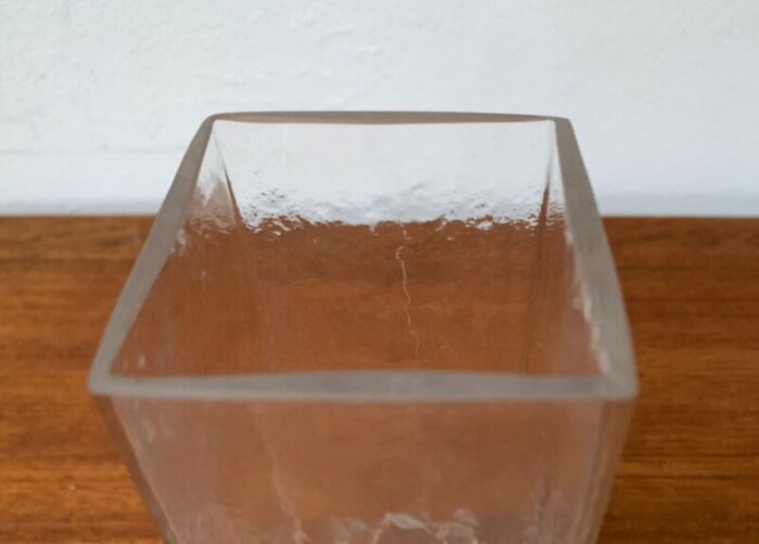 mid century scandinavian glass vase with flower motif 1960s 18