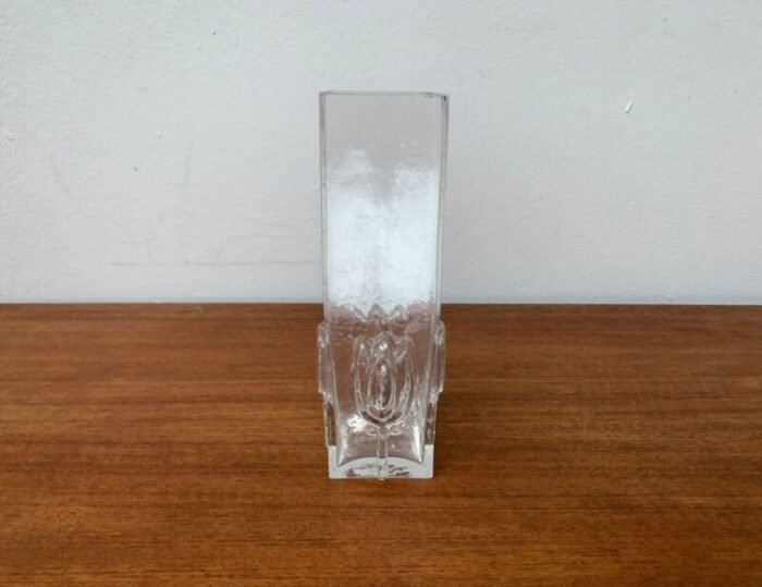 mid century scandinavian glass vase with flower motif 1960s 4