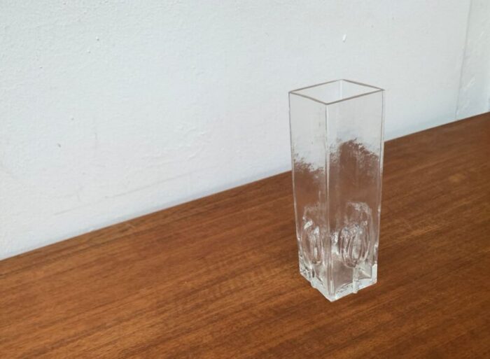 mid century scandinavian glass vase with flower motif 1960s 5