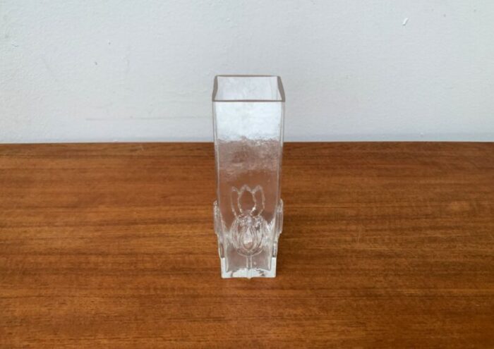 mid century scandinavian glass vase with flower motif 1960s 9