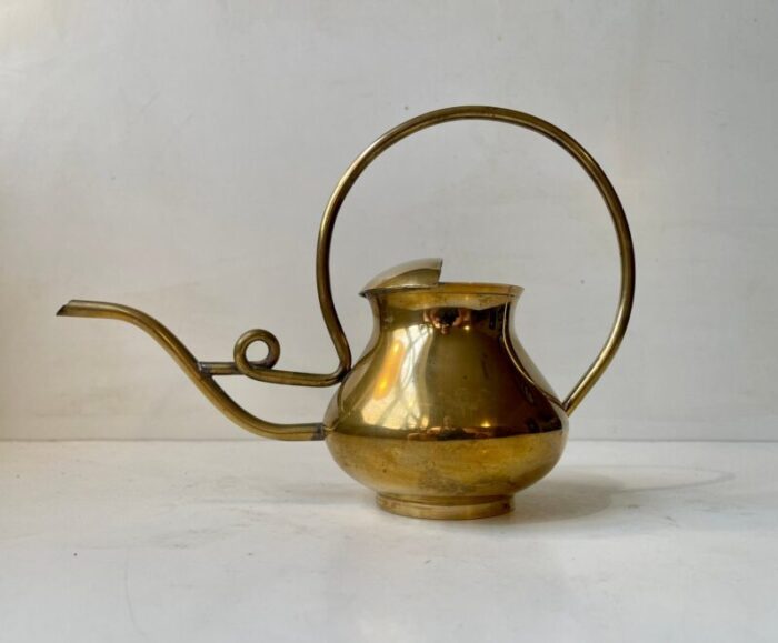 mid century scandinavian watering can in brass 3