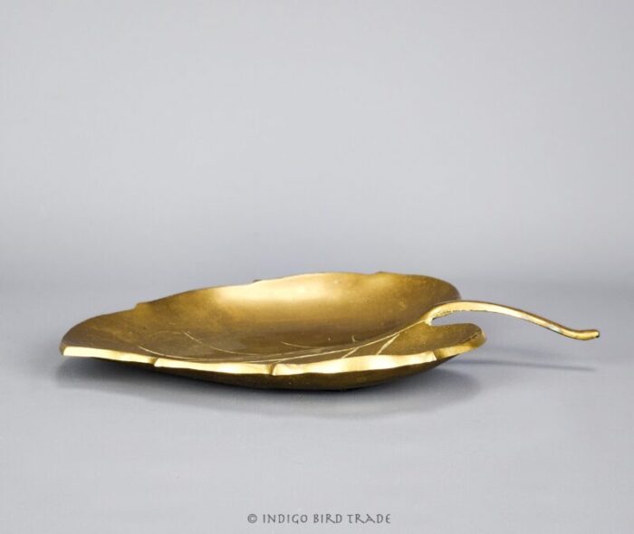 mid century solid brass leaf display tray 4946