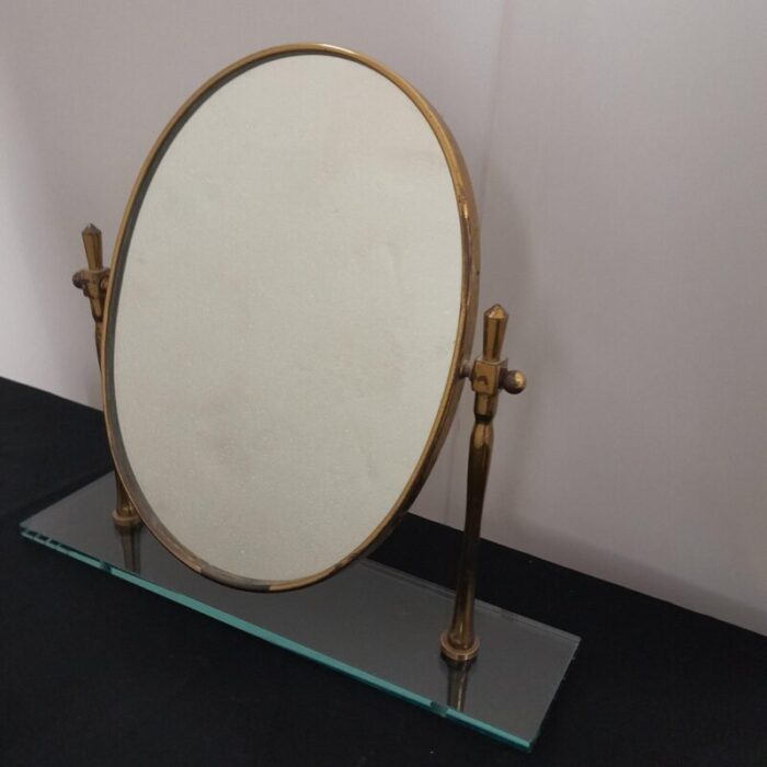 mid century table brass mirror in the style of fontana arte 1950s 3