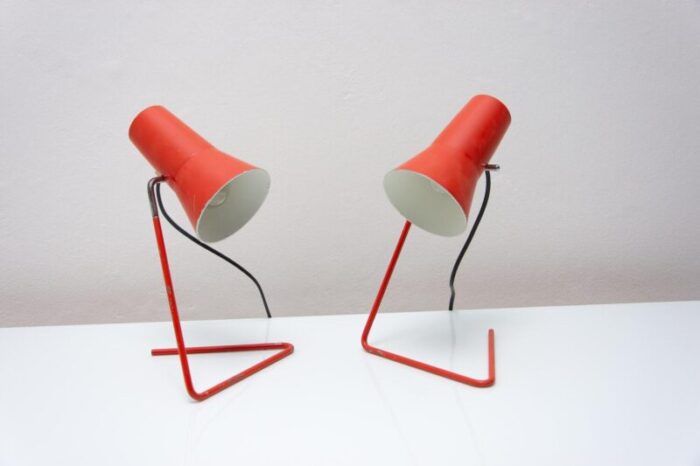 mid century table lamps attributed to josef hurka for napako 1960s set of 2 9103