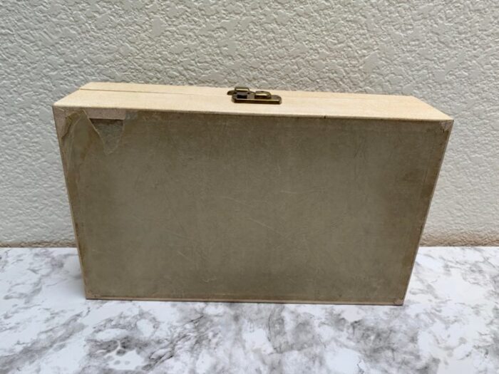 mid century velvet lined jewelry box with gold accents 5648