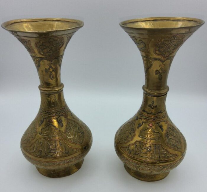 middle eastern islamic copper vases set of 2 10