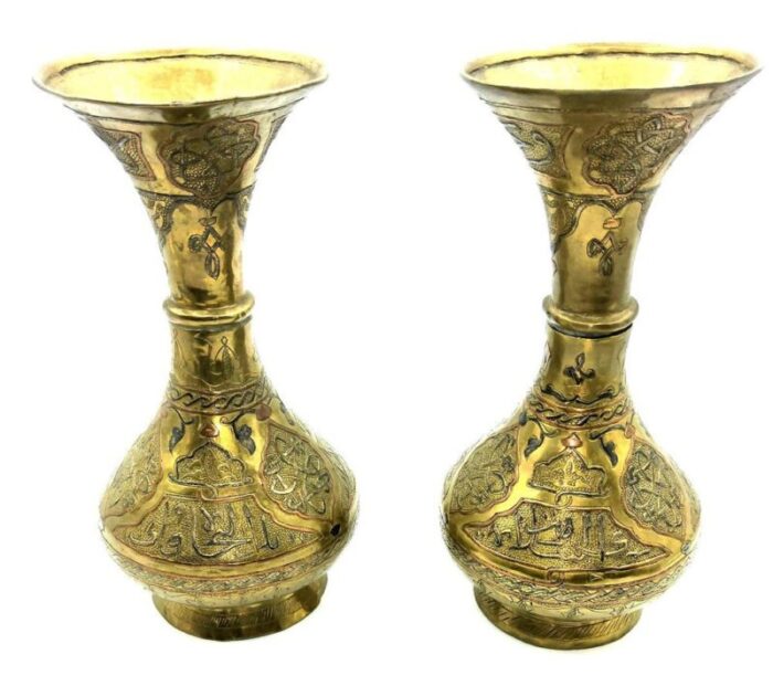 middle eastern islamic copper vases set of 2 4