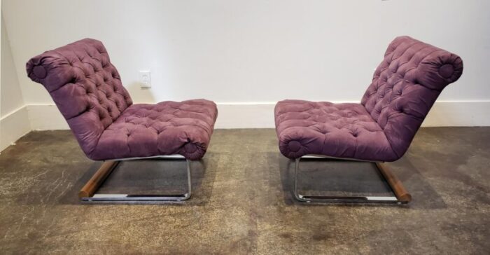 milo baughman style cantilever lounge slipper chairs a pair 1251