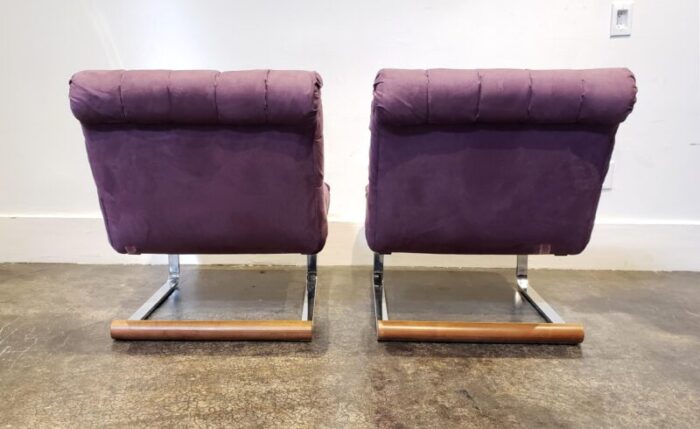 milo baughman style cantilever lounge slipper chairs a pair 6142