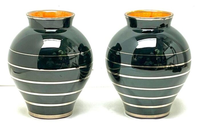 minimalist la louviere vases attributed to charles catteau for boch freres 1933 set of 2 3