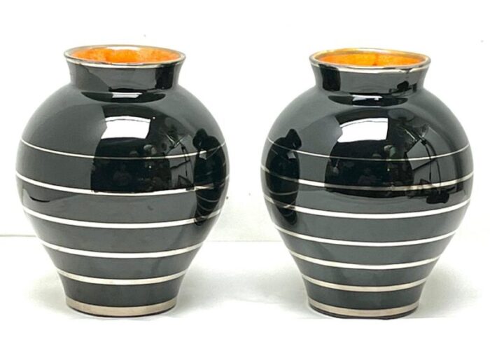 minimalist la louviere vases attributed to charles catteau for boch freres 1933 set of 2 7