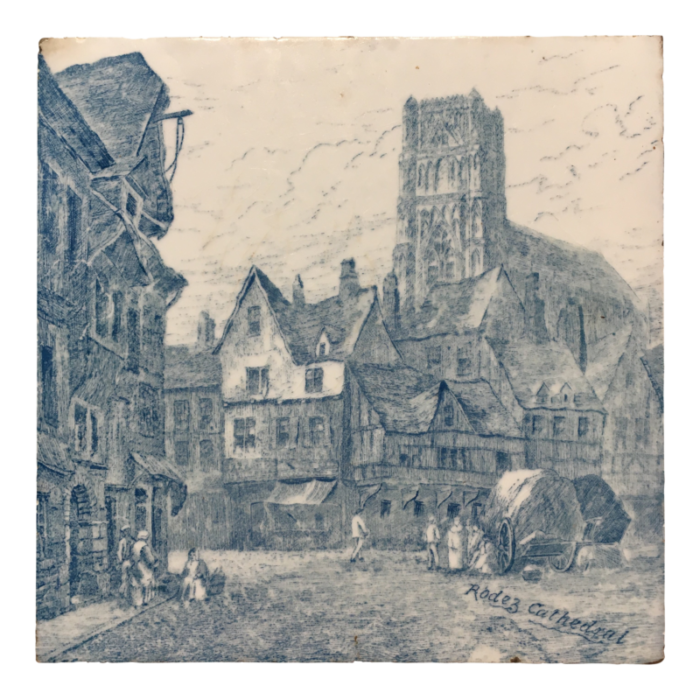 minton views series tile of rodez cathedral swetnam 1885 9428