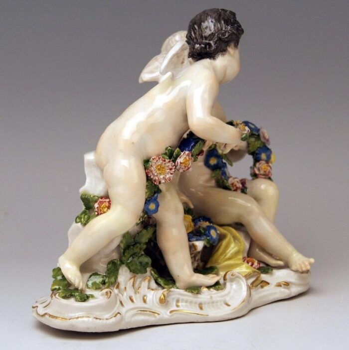 model 2372 rococo cherubs cupids figurines with flowers by kaendler for meissen 2