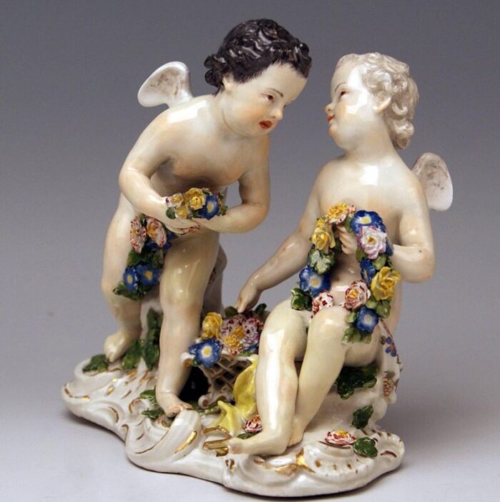 model 2372 rococo cherubs cupids figurines with flowers by kaendler for meissen 5