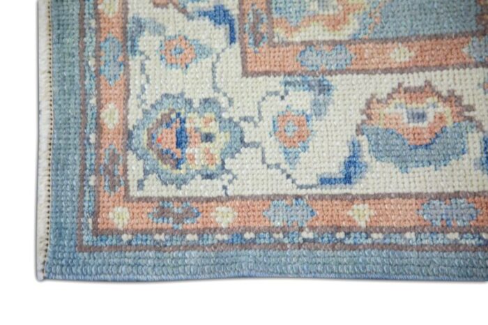 modern blue turkish oushak rug 31 x 144 2851