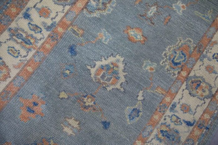 modern blue turkish oushak rug 31 x 144 8996