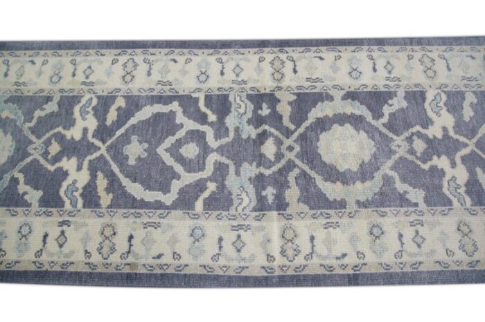 modern handmade turkish oushak rug gray ivory 31 x 176 6555