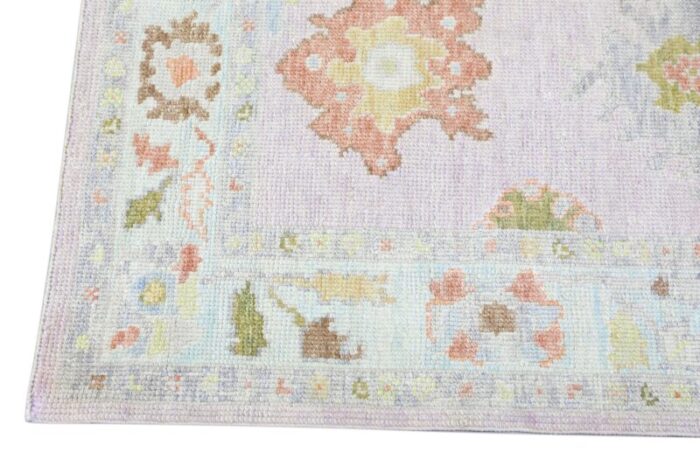 modern handmade turkish oushak rug soft pastel colors 33 x 71 5552