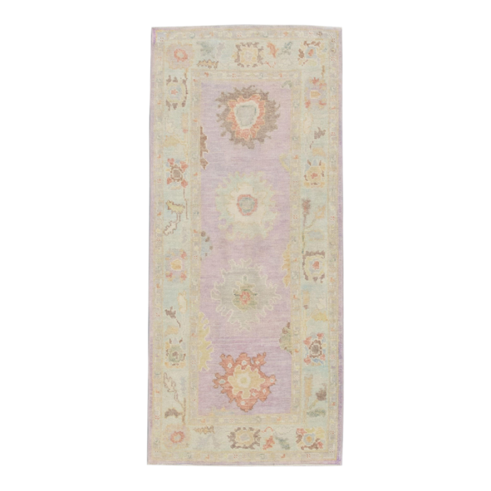 modern handmade turkish oushak rug soft pastel tones 31 x 610 3275