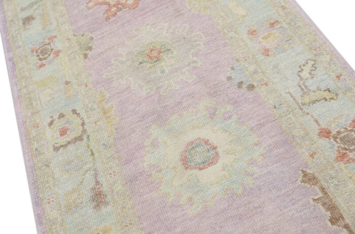 modern handmade turkish oushak rug soft pastel tones 31 x 610 5015